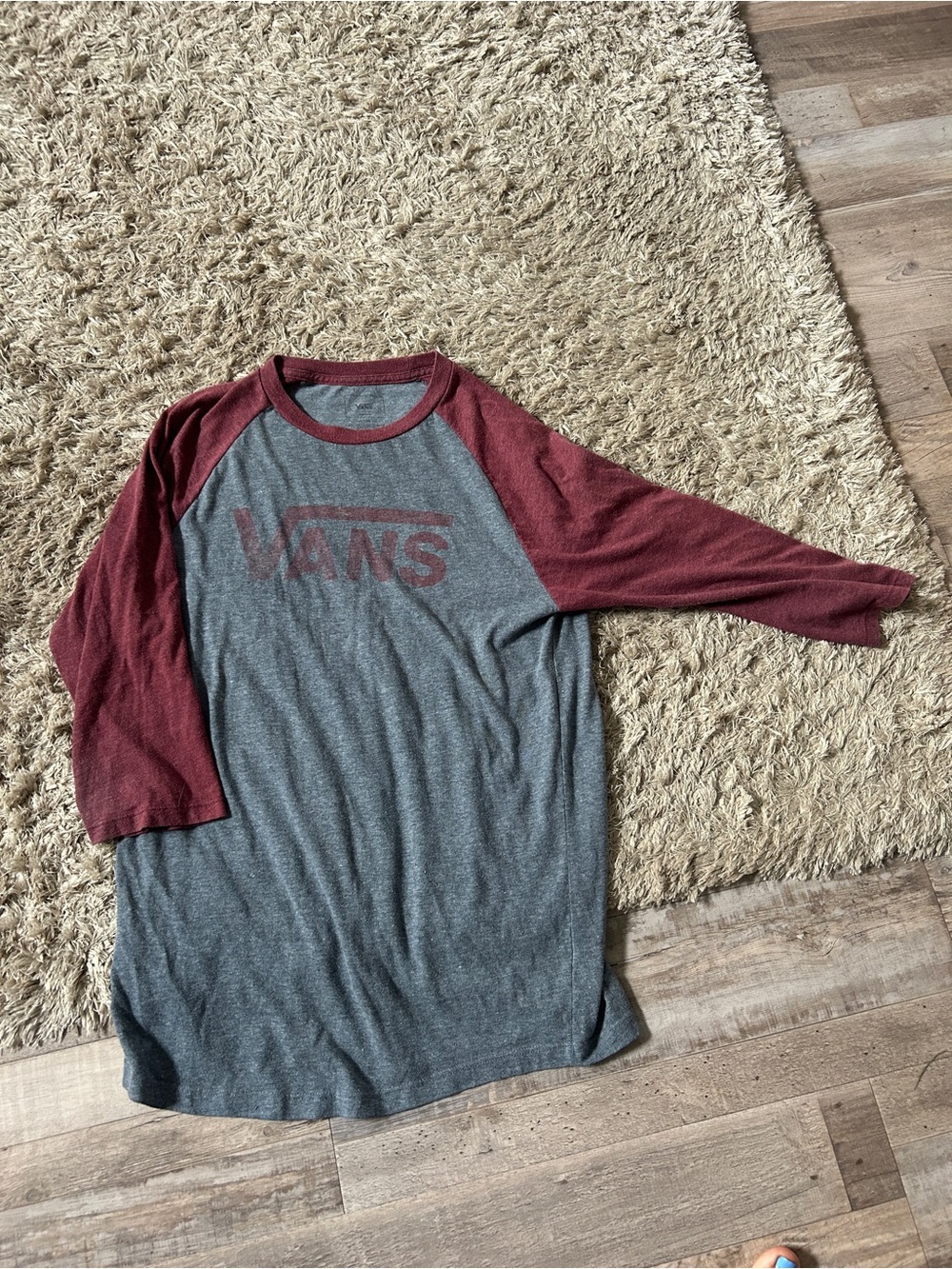 Vans Gray Body with Burgundy 3/4 tshirt
